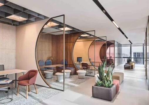 青島廣告傳媒公司100平米簡約辦公室裝修效果圖